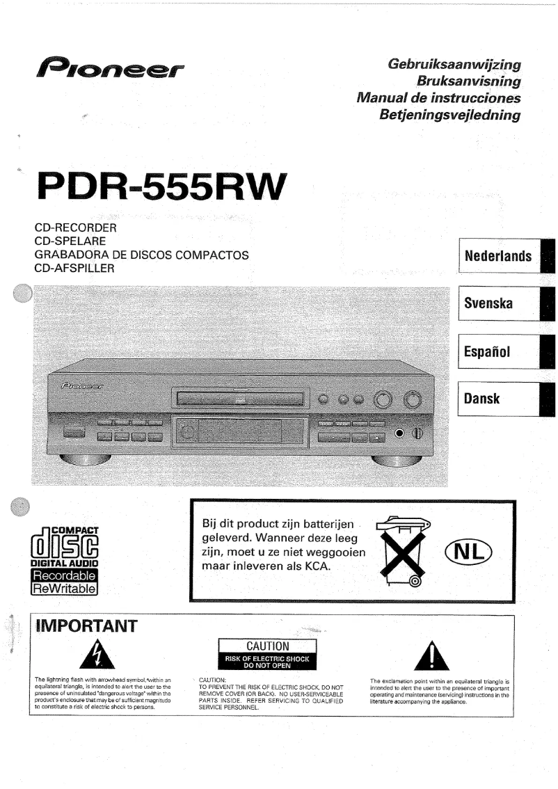 Page n°1 - Manuel utilisateur Pioneer PDR-555RW