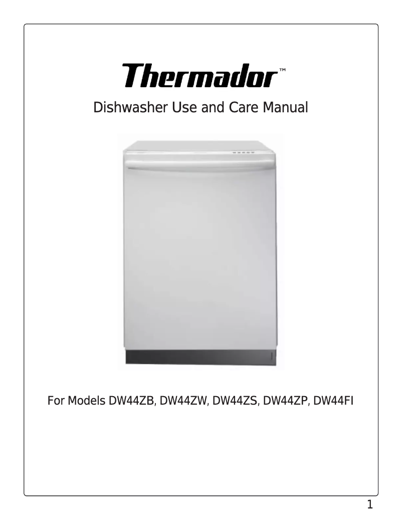 Page 1 de la notice Manuel utilisateur Thermador DW44ZS