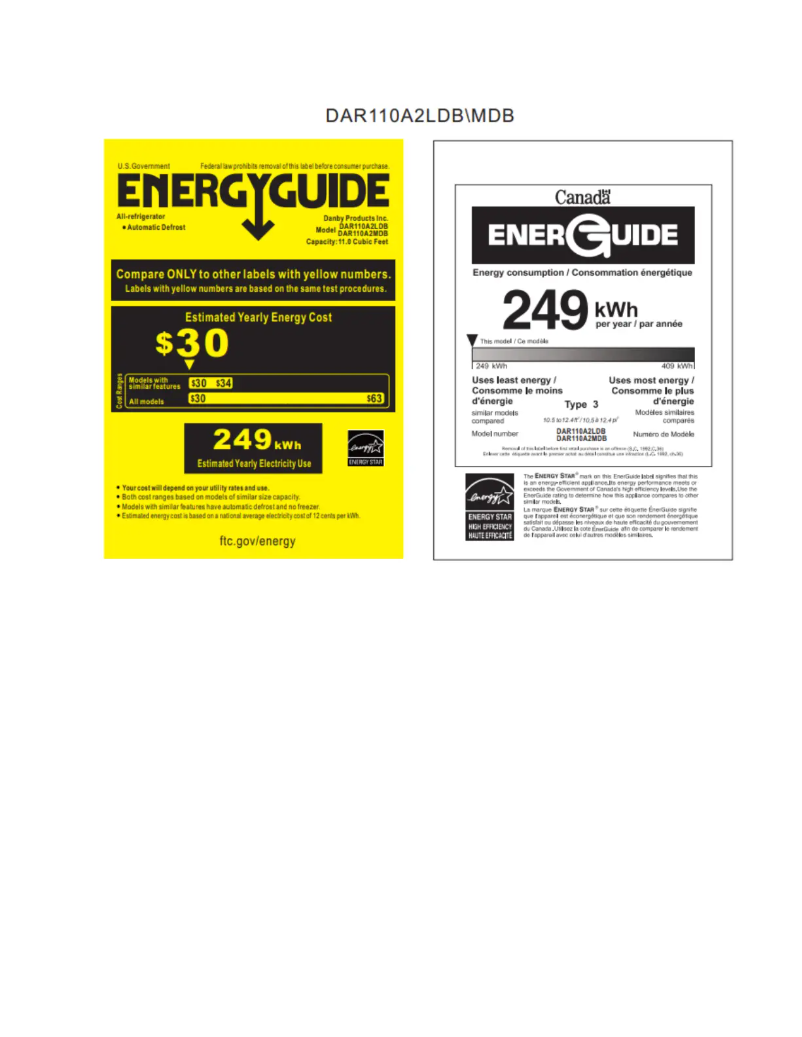 Page 1 de la notice Label énergétique Danby DAR110A2MDB