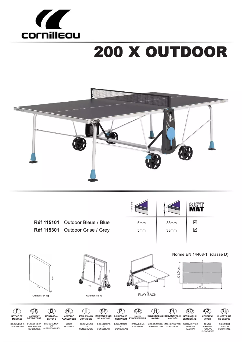 Page 1 de la notice Manuel utilisateur Cornilleau 200 X Outdoor
