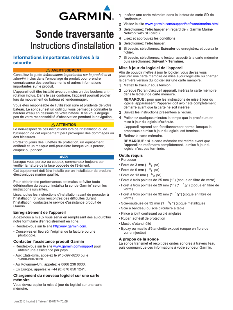 Page 1 de la notice Guide d'installation Garmin GT41-THP