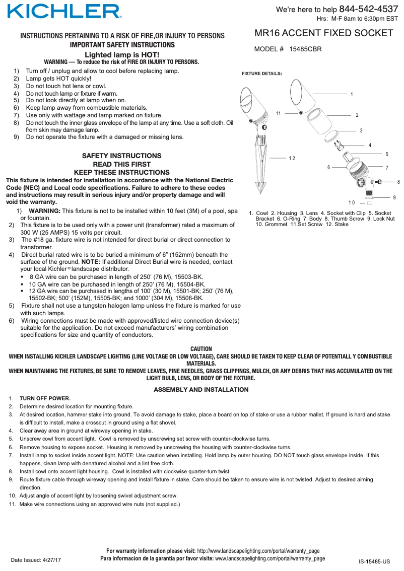 Page n°1 - Manuel utilisateur Kichler 15485CBR
