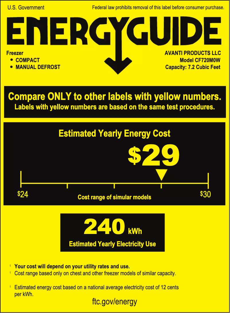 Page n°1 - Label énergétique Avanti CF720M0WH