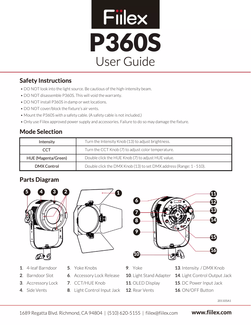 Page n°1 - Manuel utilisateur Fiilex P360S
