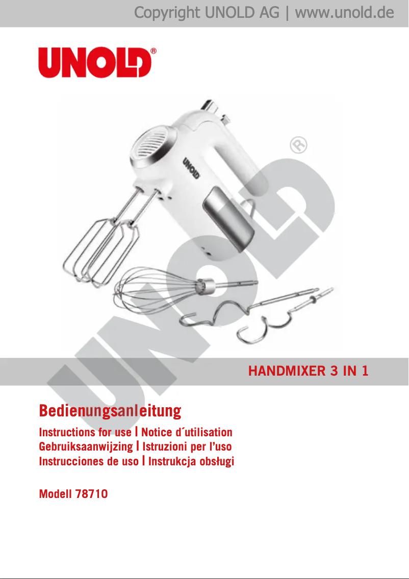 Page n°1 - Manuel utilisateur Unold 78710