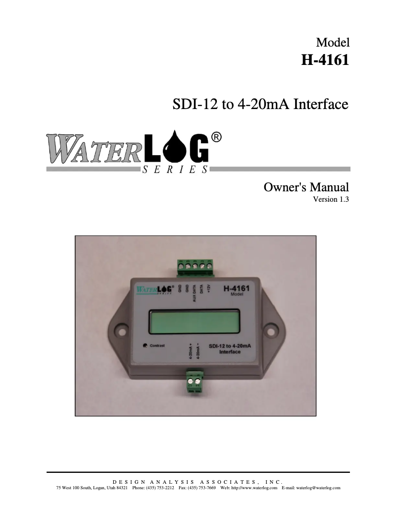 Page 1 de la notice Manuel utilisateur YSI WaterLog H-4161