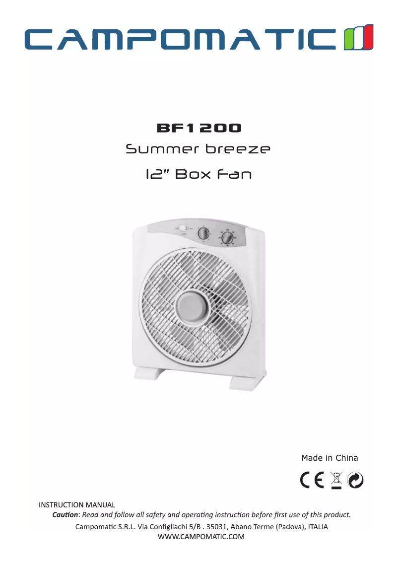 Image de la première page du manuel de l'appareil BF1200