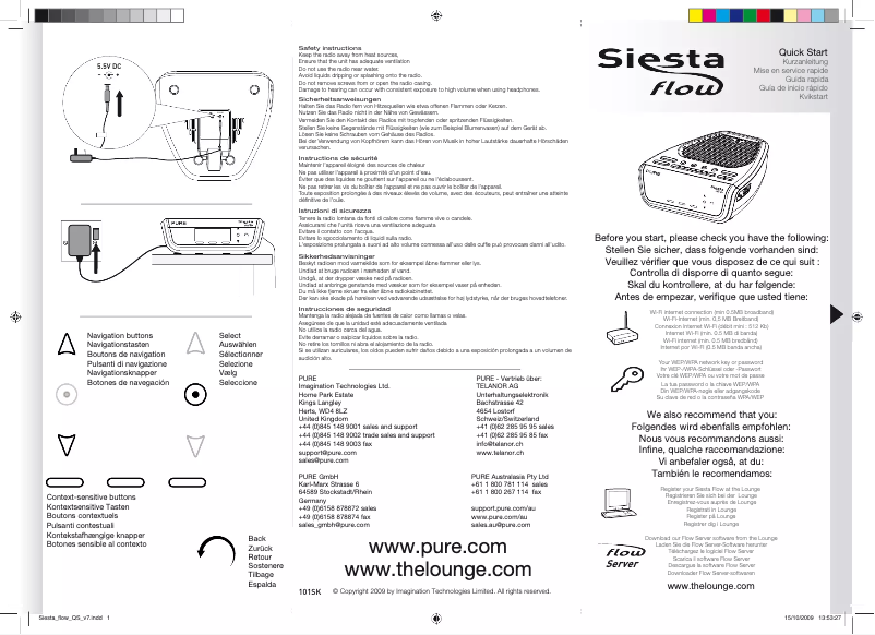 Imagen de la primera página del manual del dispositivo Siesta Flow