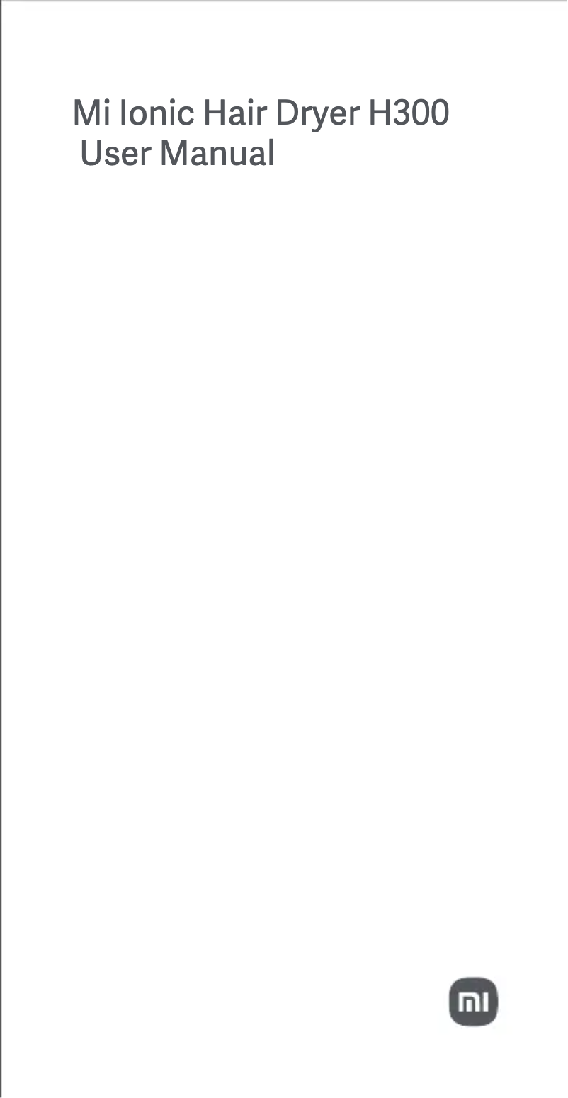 Page 1 of the manual User Manual Xiaomi Mi Ionic Hair Dryer H300