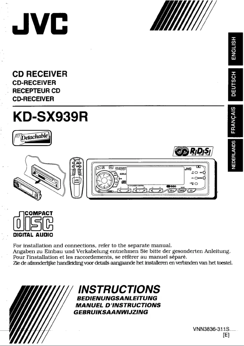 Page 1 de la notice Manuel utilisateur JVC KD-SX939R