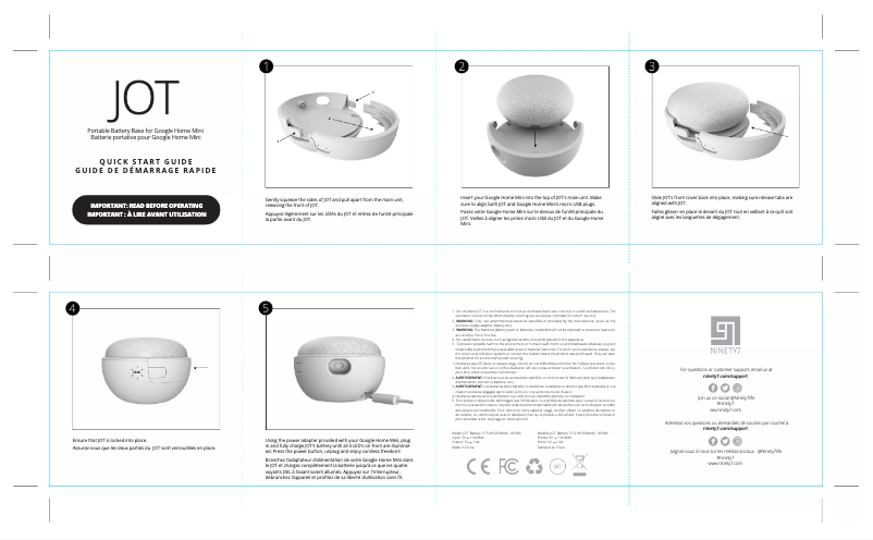 Page 1 de la notice Manuel utilisateur Ninety7 JOT