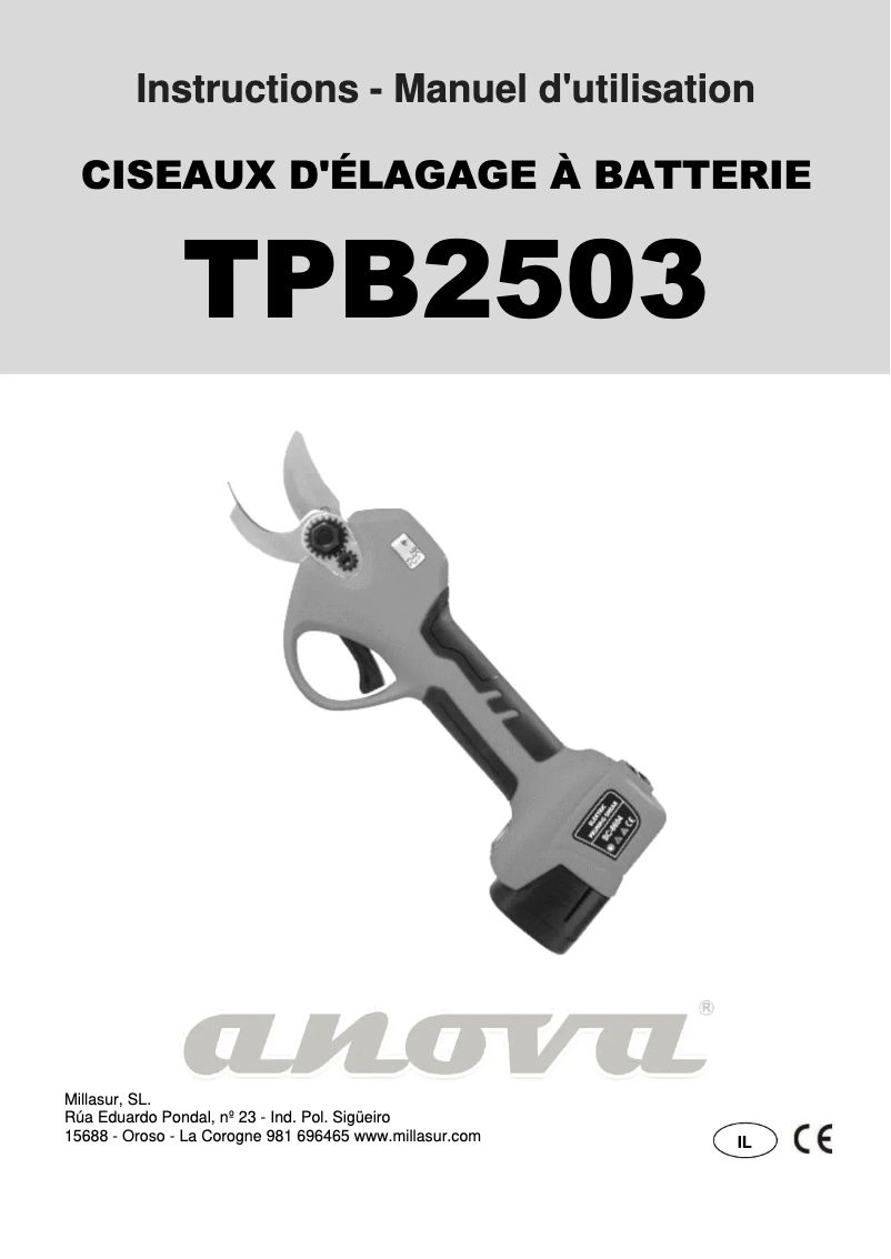 Page 1 de la notice Manuel utilisateur Anova TPB2503