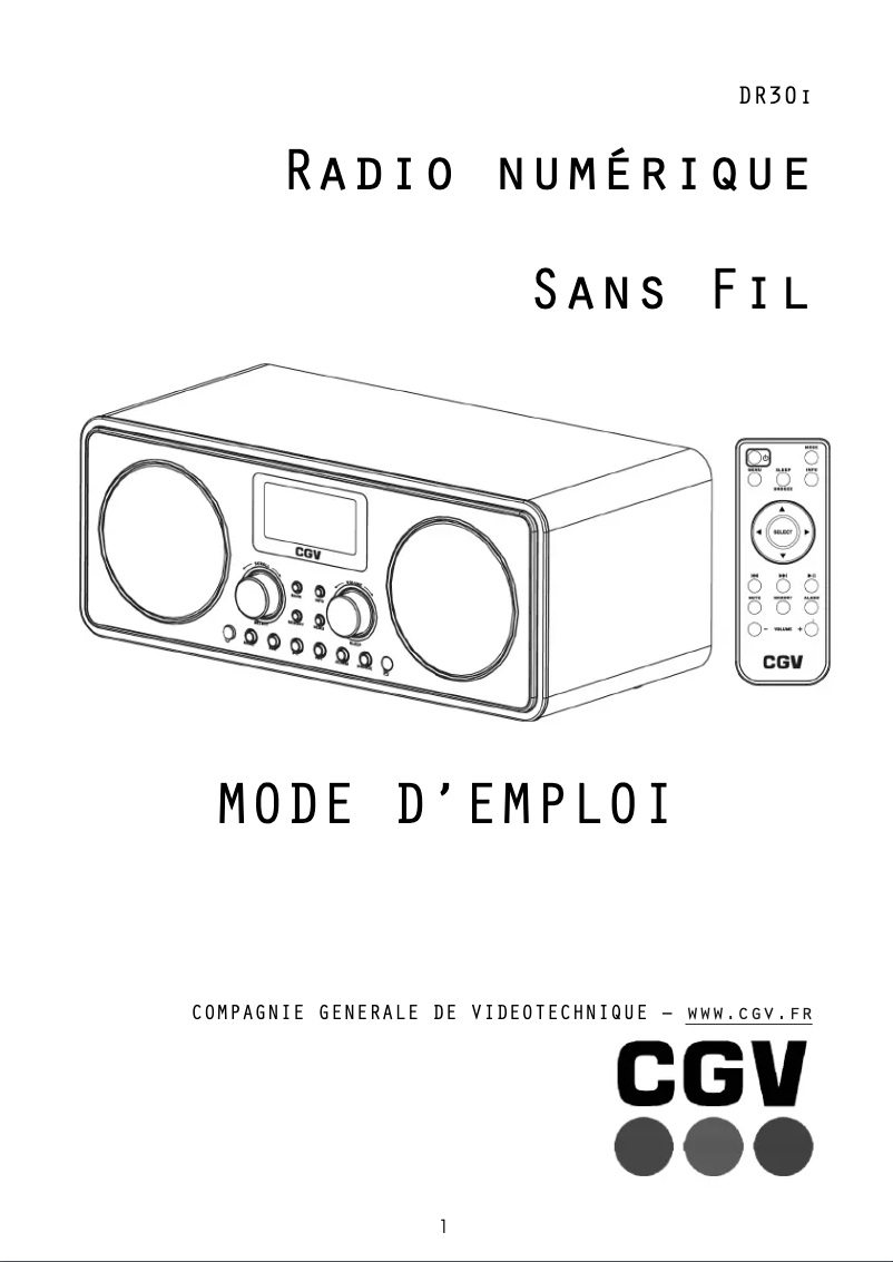 Page 1 de la notice Manuel utilisateur CGV DR30I