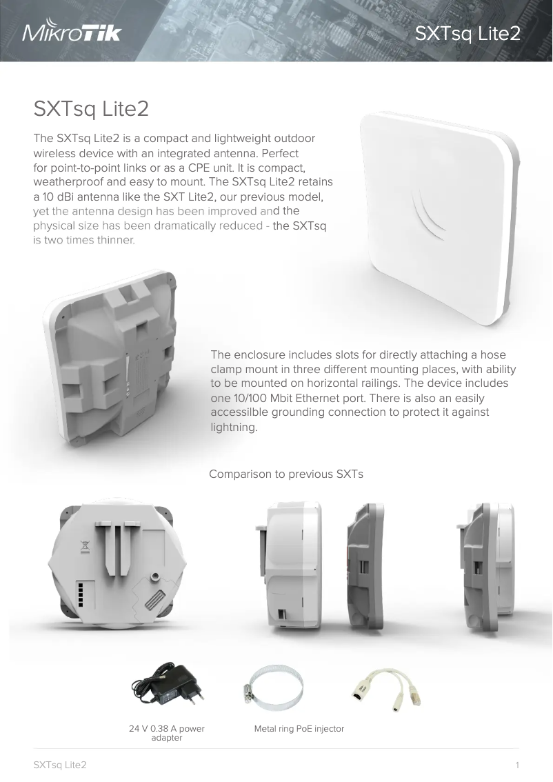 Page 1 de la notice Brochure Mikrotik SXTsq Lite2