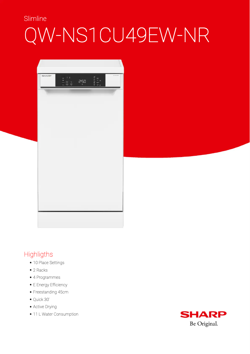 Page 1 de la notice Fiche technique Sharp QW-NS1CU49EW-NR