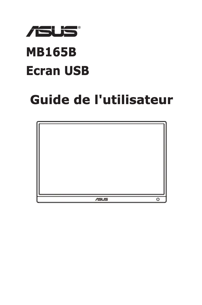 Page 1 de la notice Manuel utilisateur Asus ZenScreen MB165B