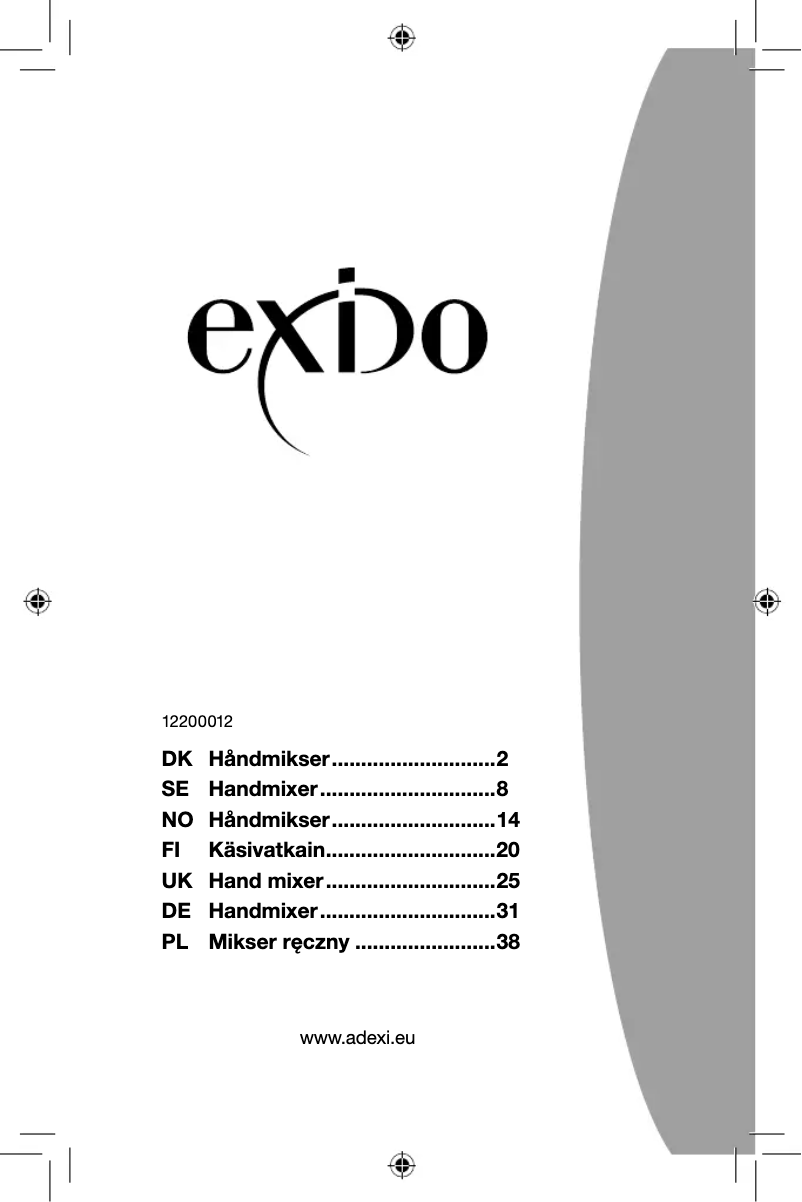 Page n°1 - Manuel utilisateur Exido 12200012