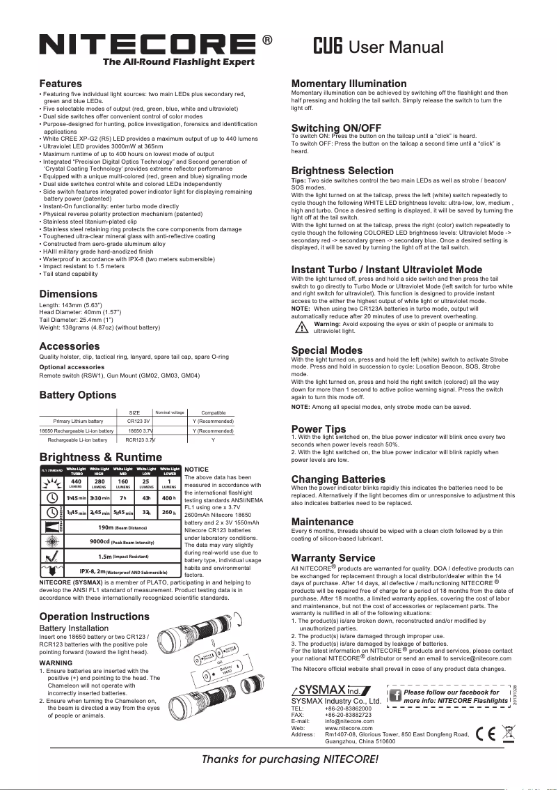 Image de la première page du manuel de l'appareil Chameleon CU6