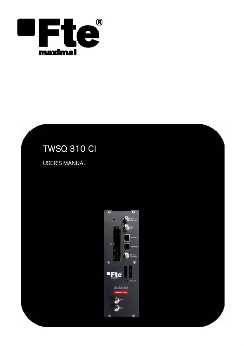 Image de la première page du manuel de l'appareil TWSQ 310 CI
