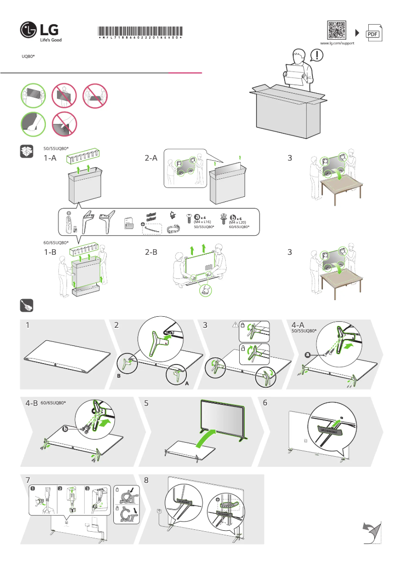 Page 1 de la notice Guide d'installation LG 65UQ80006LB