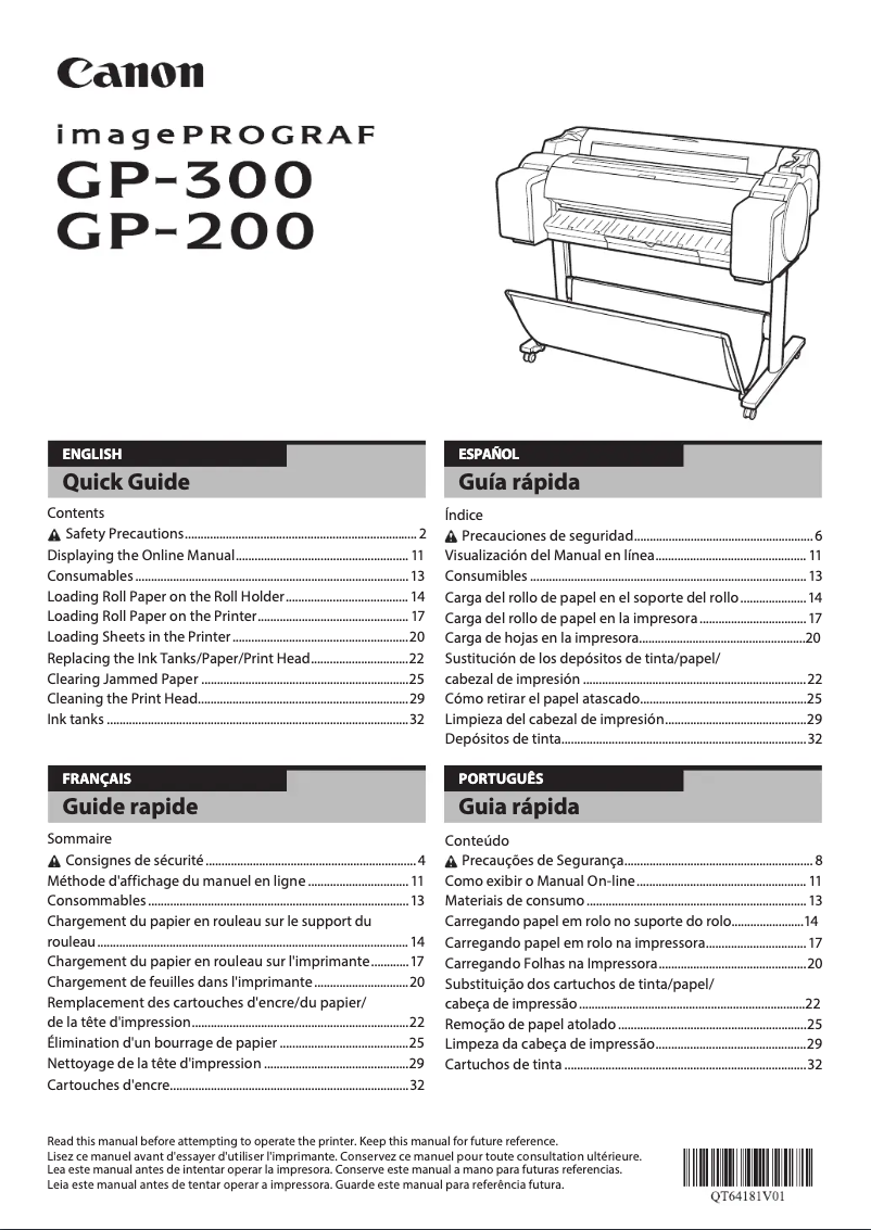 Page n°1 - Manuel utilisateur Canon imagePROGRAF GP-200