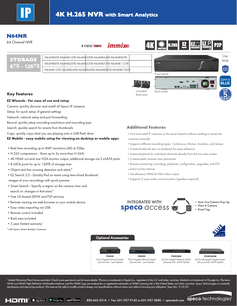 Page n°1 - Fiche technique Speco Technologies N64NR