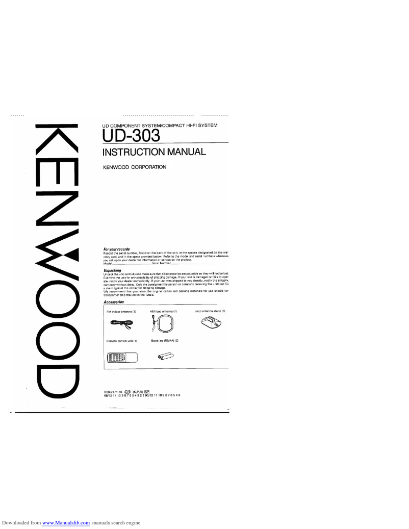 Image de la première page du manuel de l'appareil UD-303