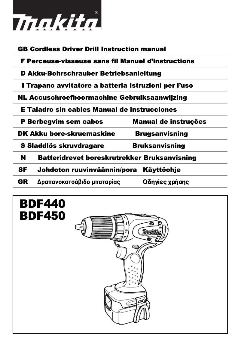 Page n°1 - Manuel utilisateur Makita BDF440