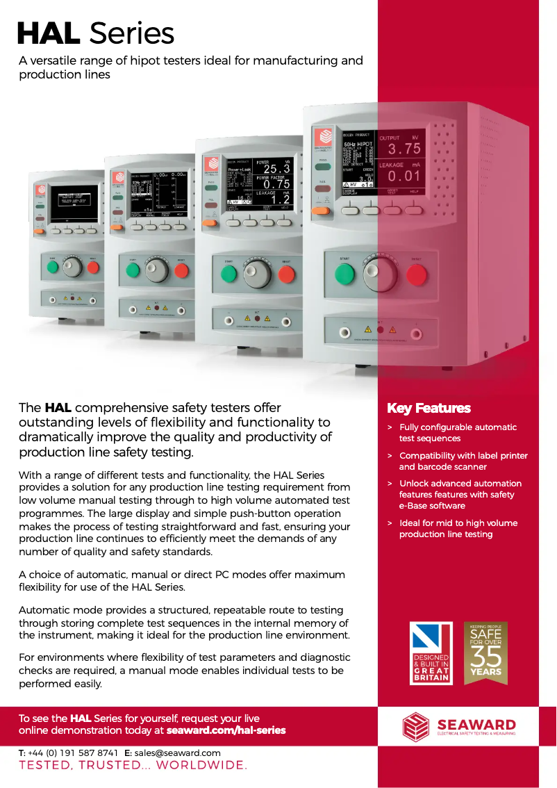 Page 1 de la notice Fiche technique Seaward H101