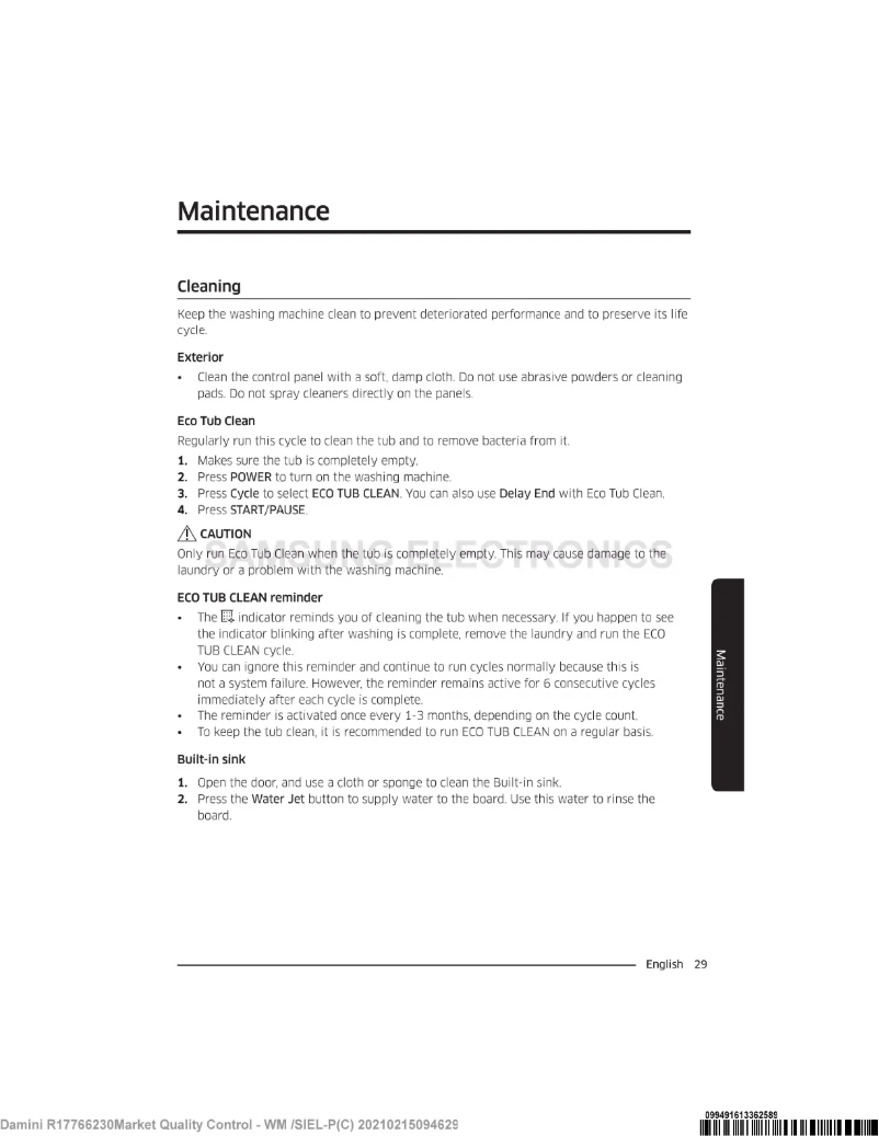 Page 1 de la notice Manuel utilisateur Samsung WA70T4560FM