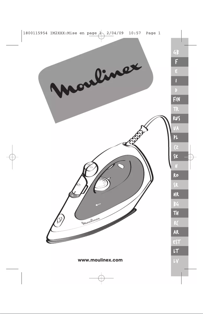 Page 1 de la notice Manuel utilisateur Moulinex Principio IM2035