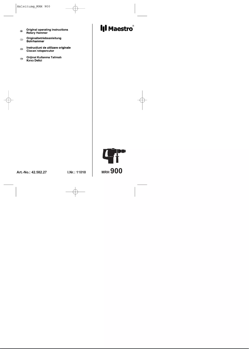 Page 1 de la notice Manuel utilisateur Maestro MRH 900