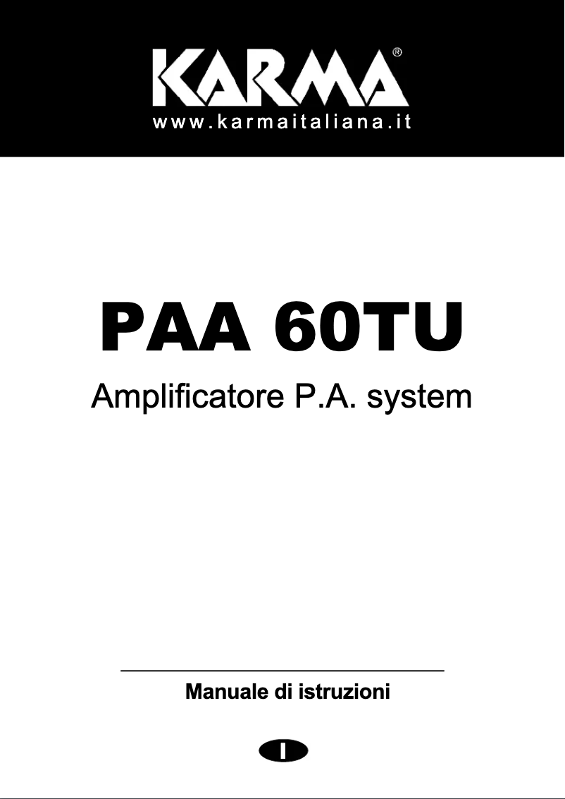 Page 1 de la notice Manuel utilisateur Karma PAA 60TU