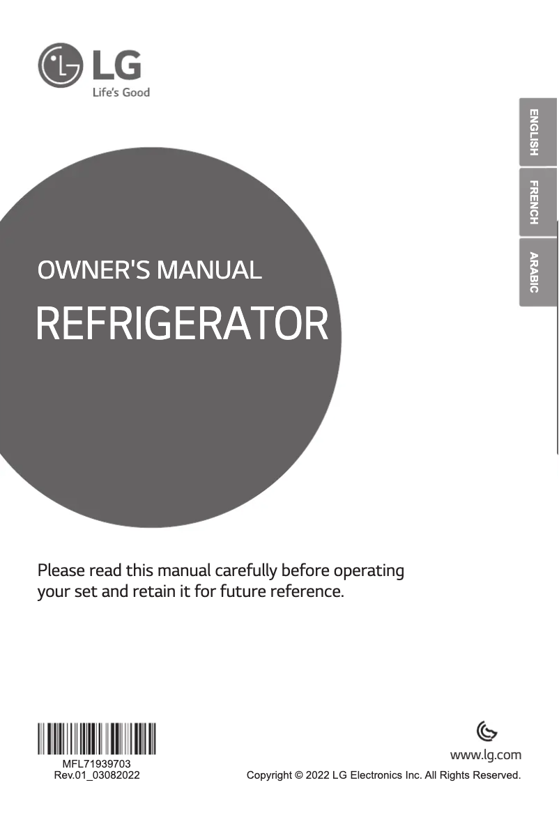 Page n°1 - Manuel utilisateur LG GN-B422PLGB