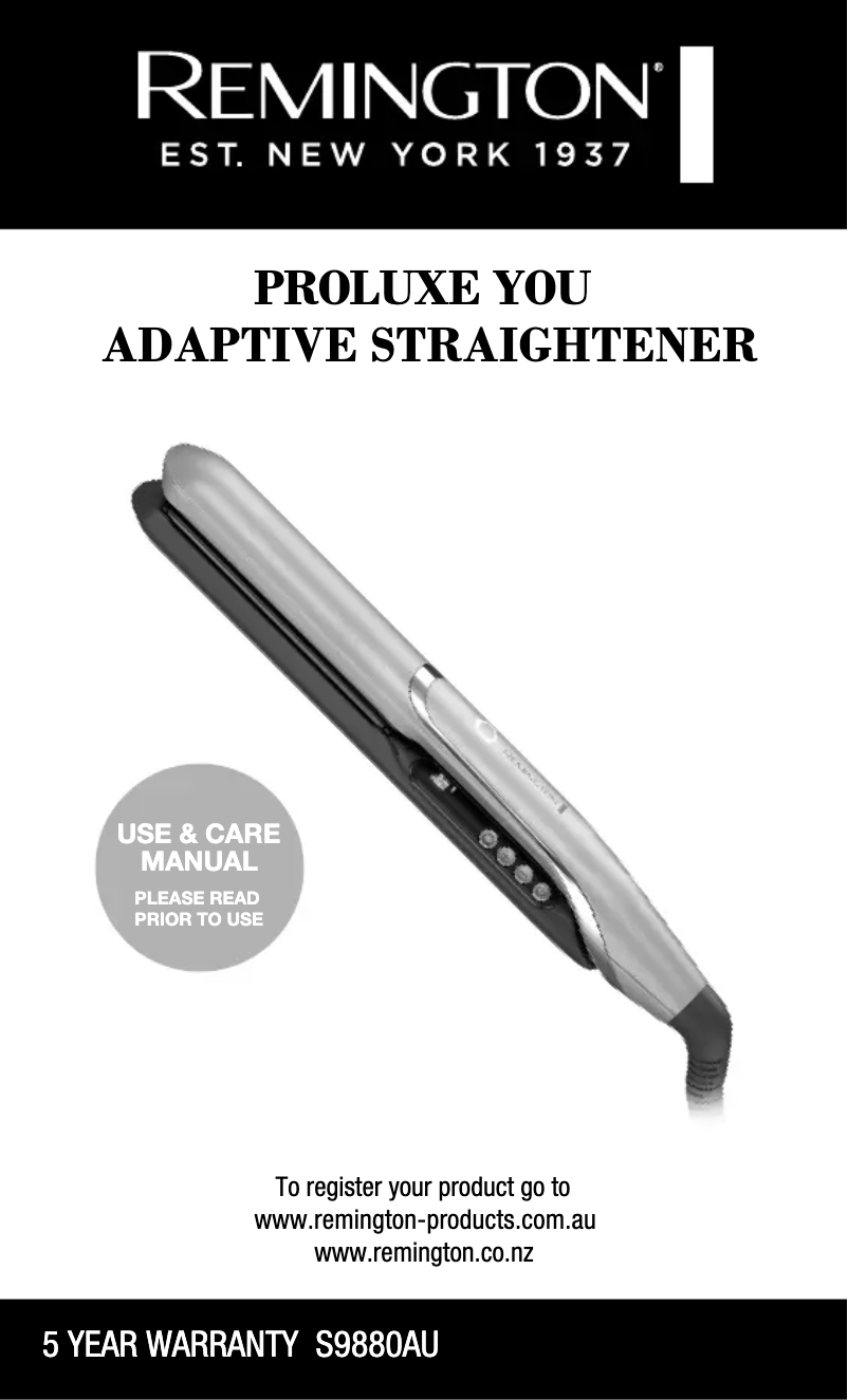 Page 1 de la notice Manuel utilisateur Remington Proluxe You S9880AU