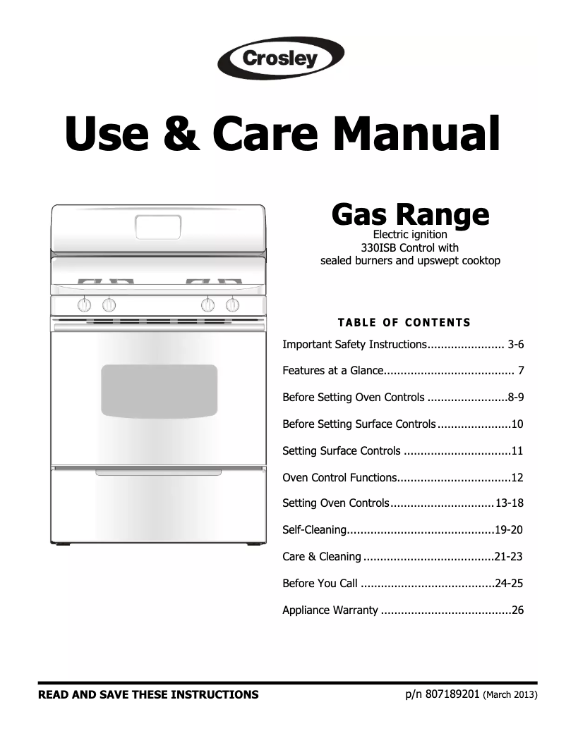 Page 1 de la notice Manuel utilisateur Crosley CRG3480PS