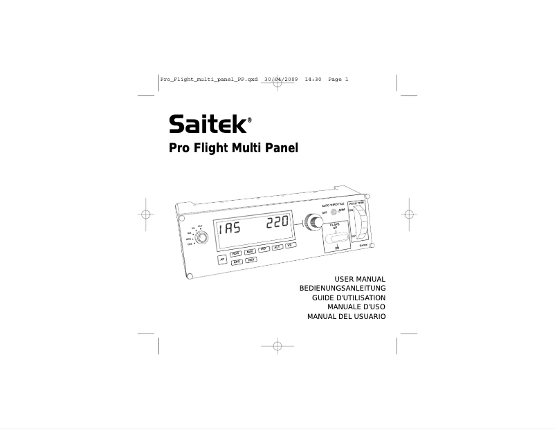 Page 1 de la notice Manuel utilisateur Saitek Pro Flight Multi Panel PC
