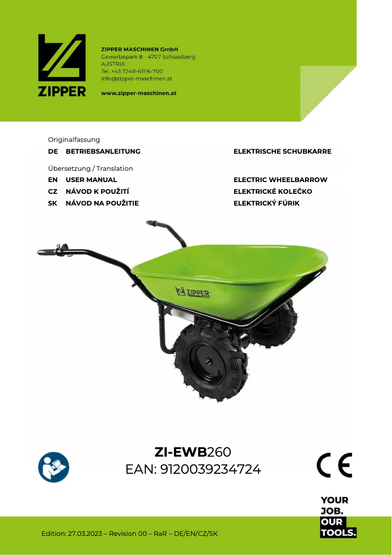 Page n°1 - Manuel utilisateur Zipper ZI-EWB260