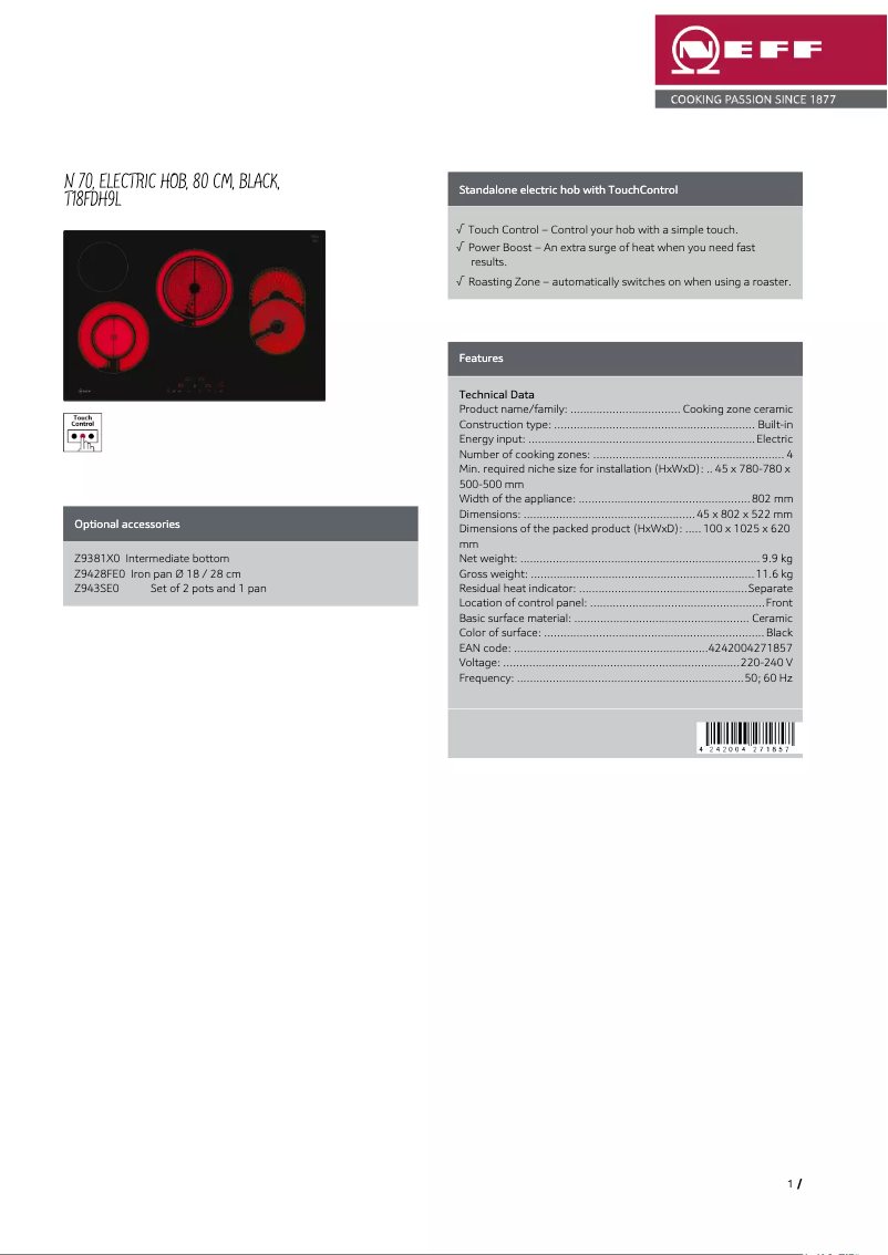 Image de la première page du manuel de l'appareil T18FDH9L