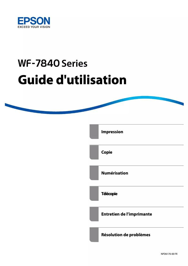 Image de la première page du manuel de l'appareil WorkForce Pro WF-7840DTWF