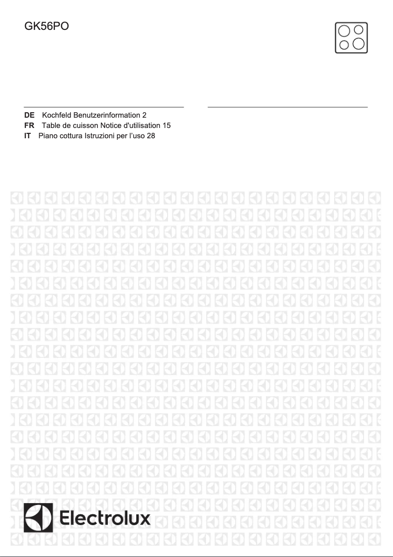 Page 1 de la notice Manuel utilisateur Electrolux GK56PO