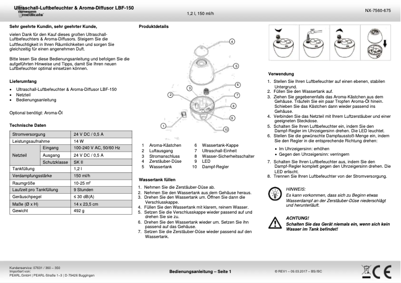 Page n°1 - Manuel utilisateur Newgen Medicals LBF-150