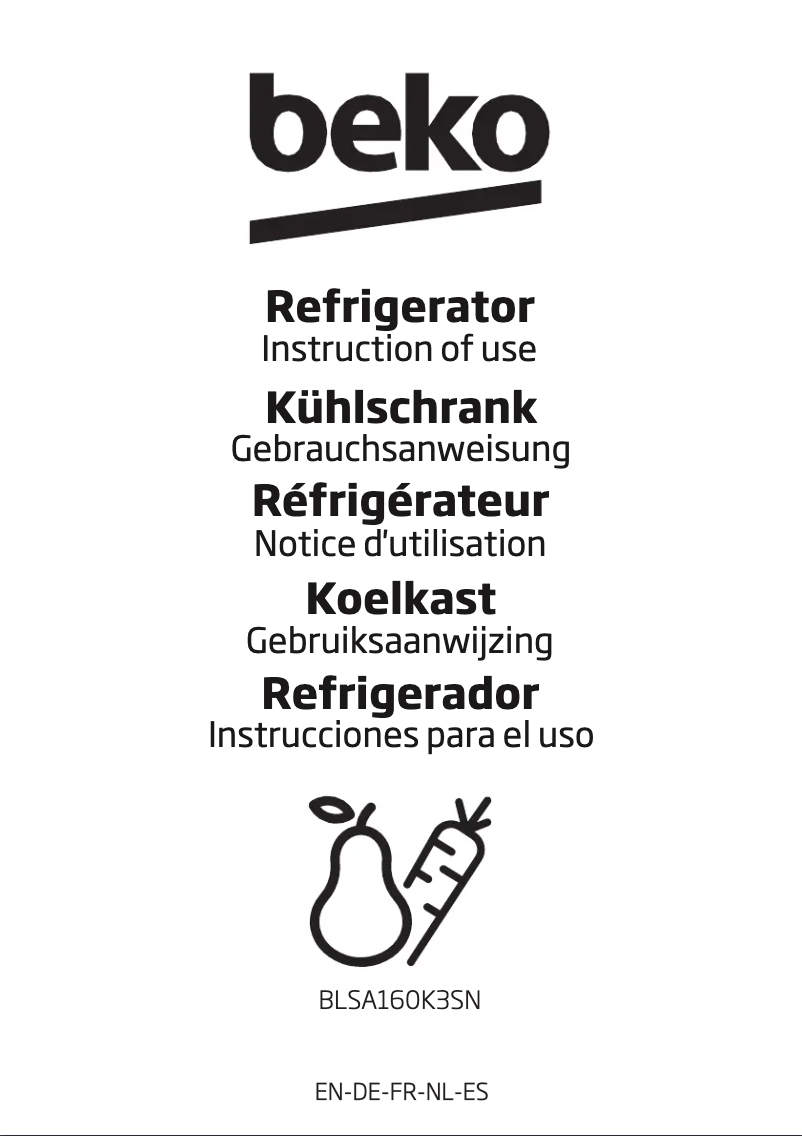 Image de la première page du manuel de l'appareil BLSA160K3SN