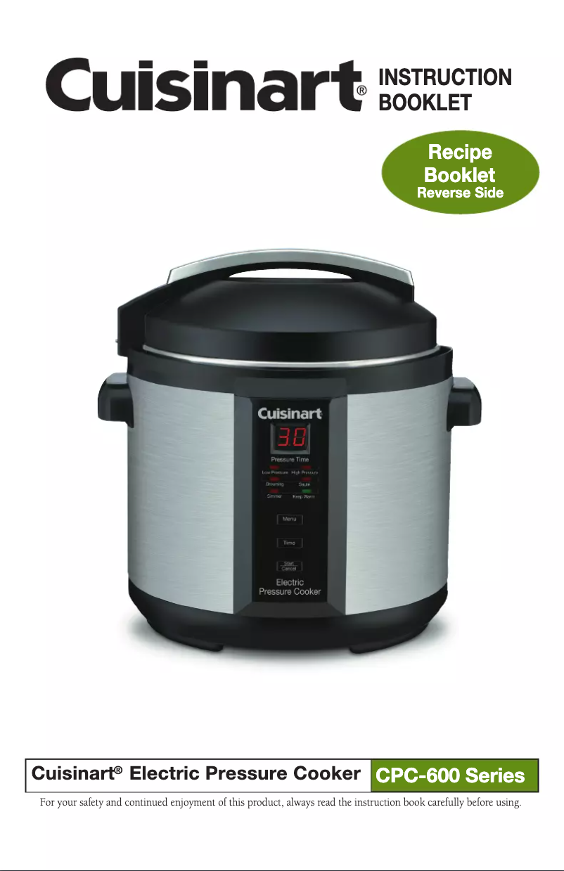 Page n°1 - Manuel utilisateur Cuisinart CPC-600A