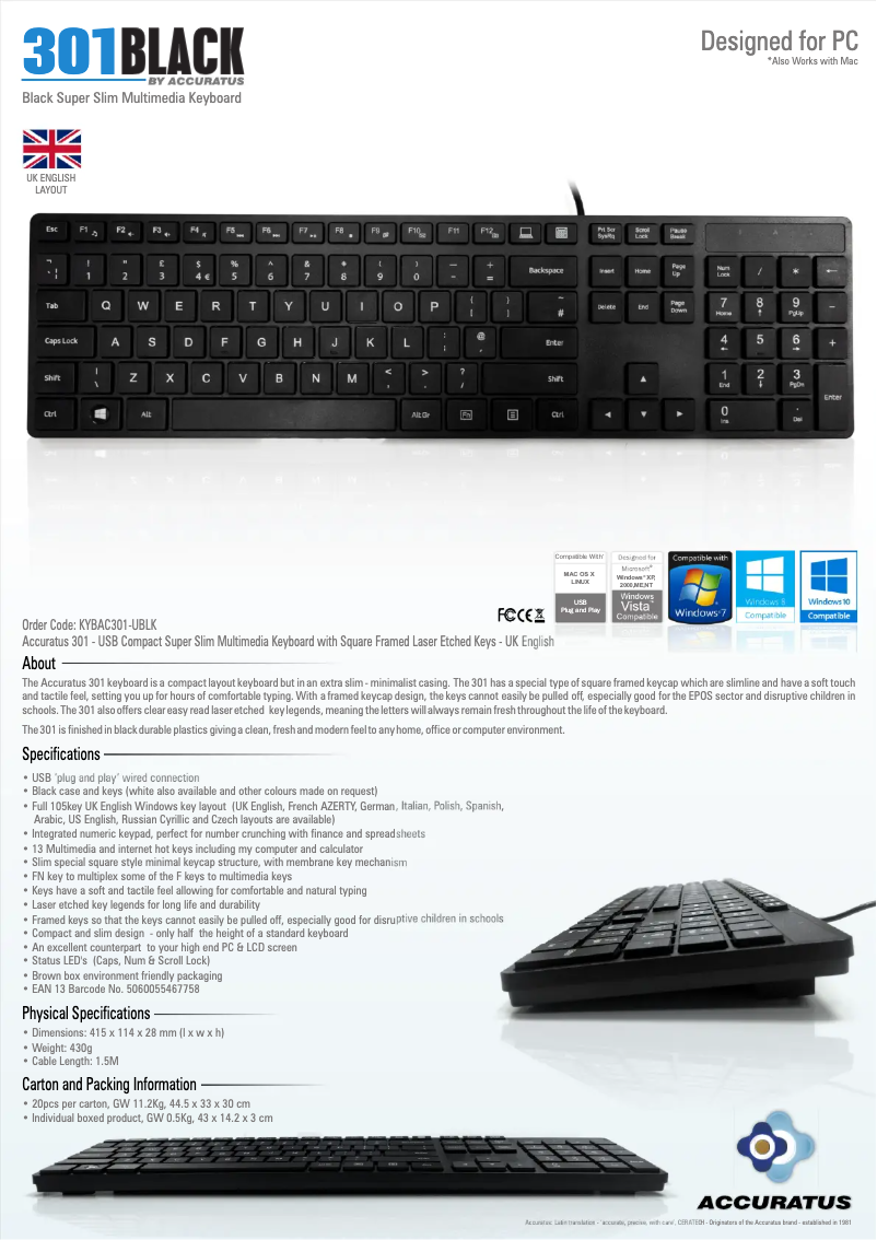 Página 1 del manual Manual de usuario Accuratus KYBAC301-UBLK