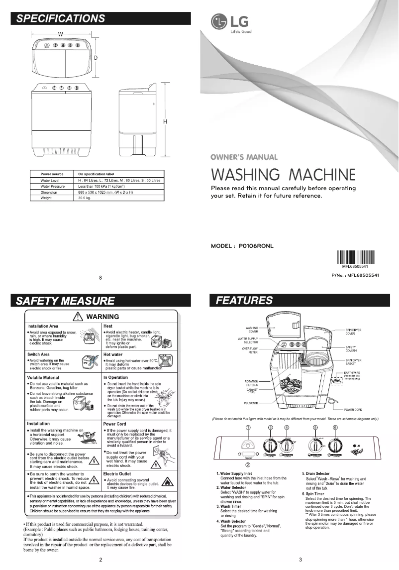Página 1 del manual Manual de usuario LG P0106RONL