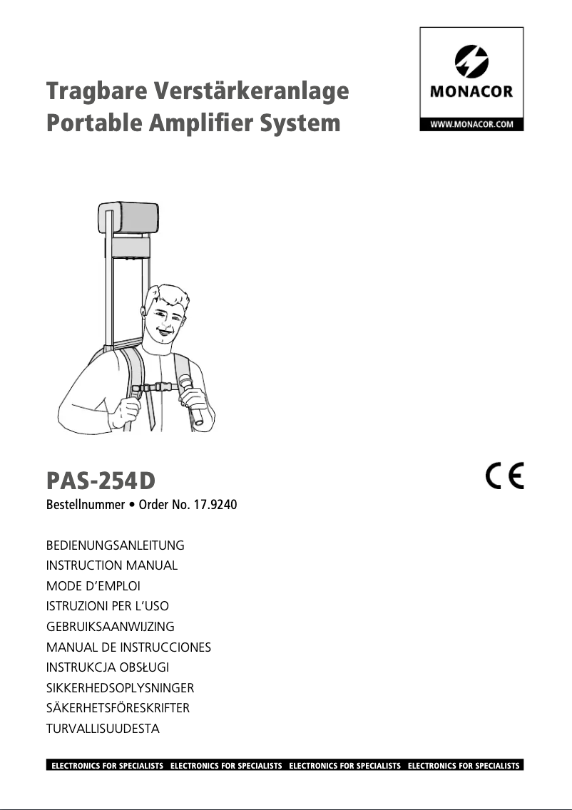 Page n°1 - Manuel utilisateur Monacor PAS-254D
