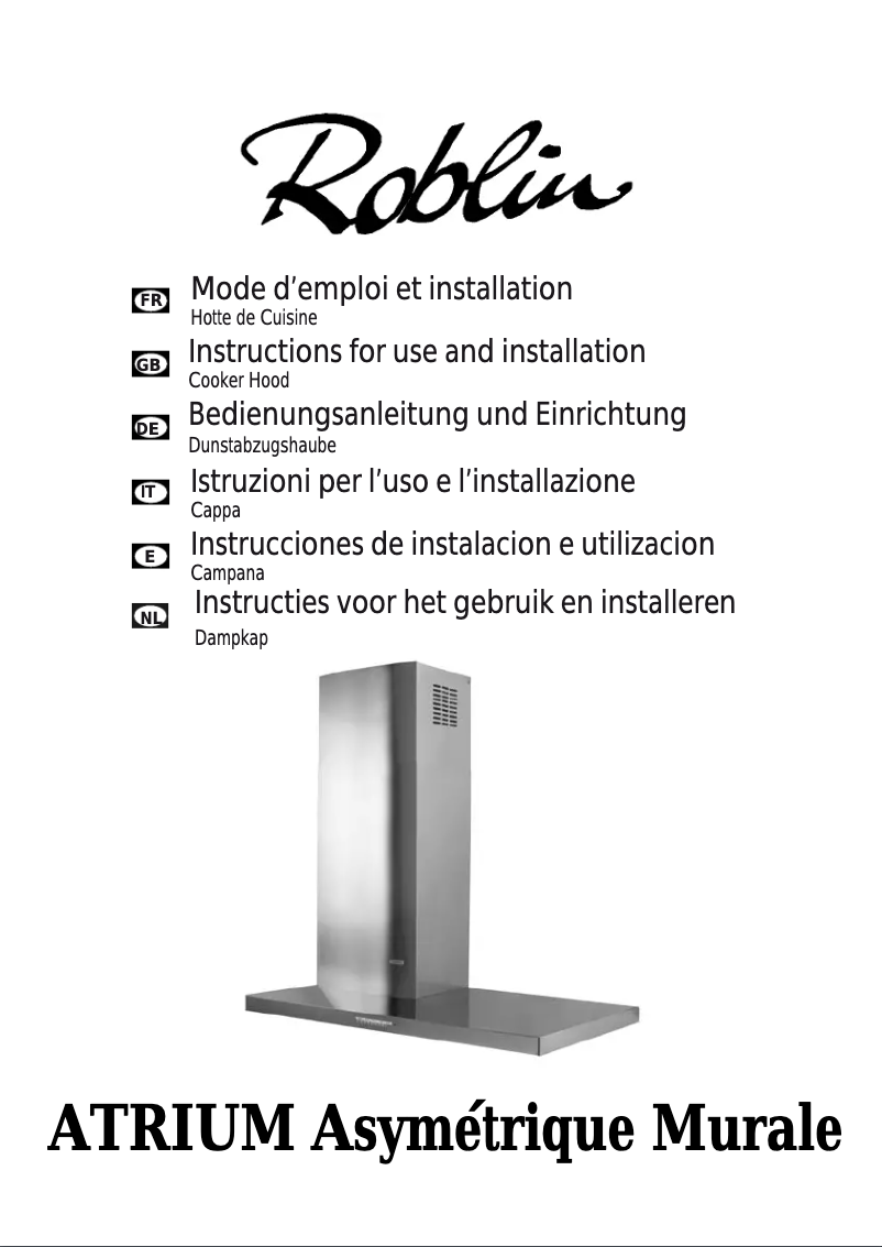 Page 1 de la notice Manuel utilisateur Roblin ATRIUM Asymétrique