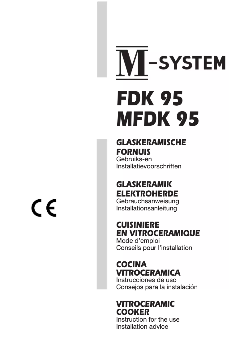 Page 1 de la notice Manuel utilisateur M-System MFDK-95IX