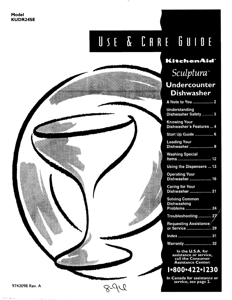 Page n°1 - Manuel utilisateur KitchenAid Sculptura KUDR24SEAL0